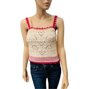 Zara cropped Crochet Top Size Large in good condition preowned 100% cotton